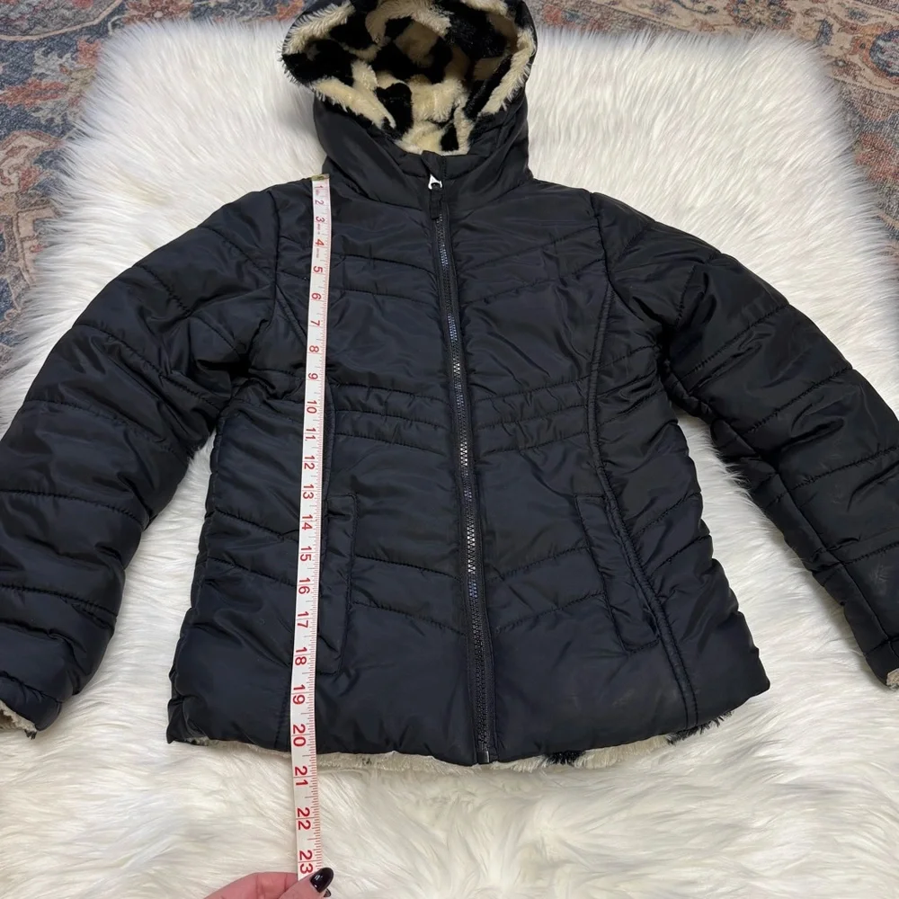 Madden Girl reversible puffer jacket black heart girls 7/8